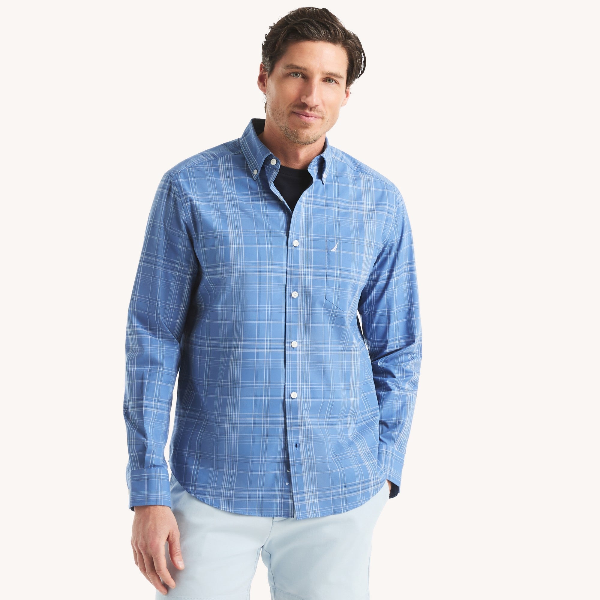 Camisa Nautica Mangas Largas Cuadros para Caballeros