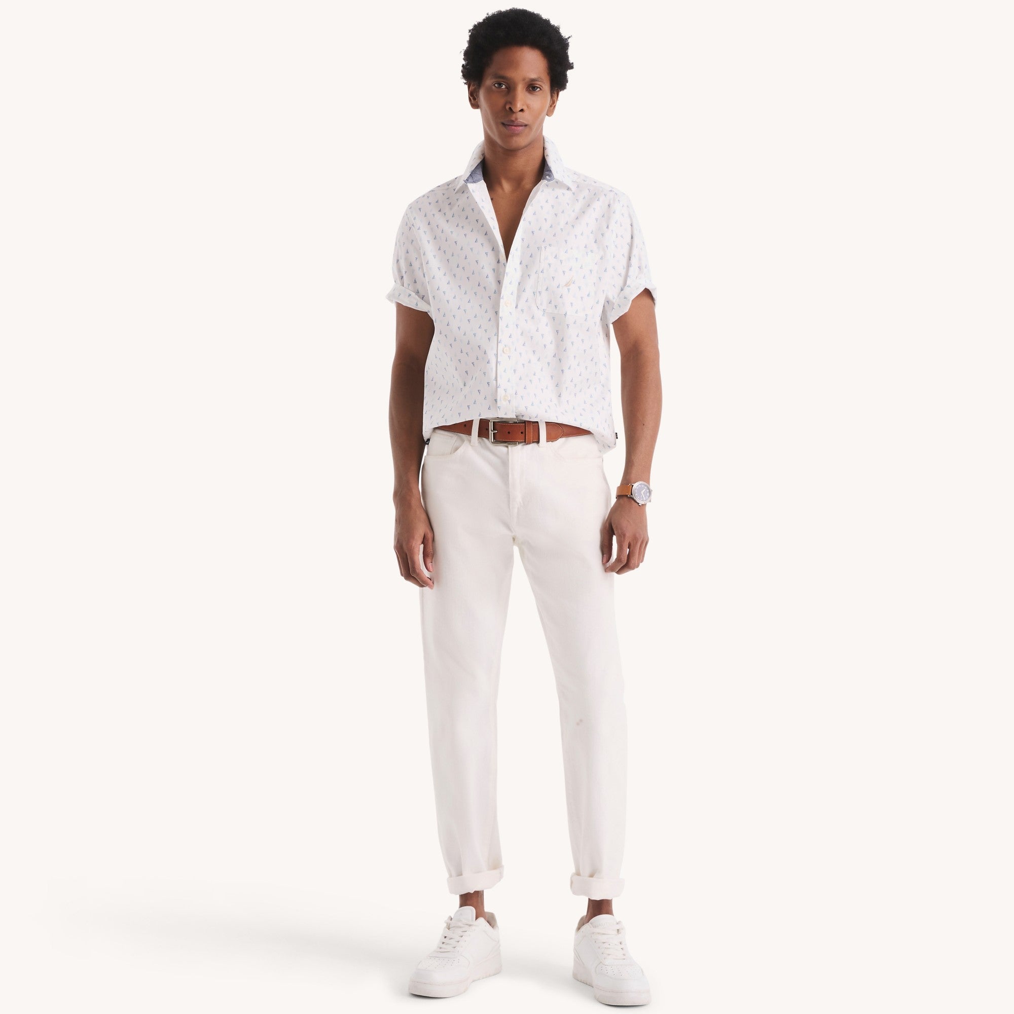 Camisa Nautica Mangas Cortas Estampado para Caballeros