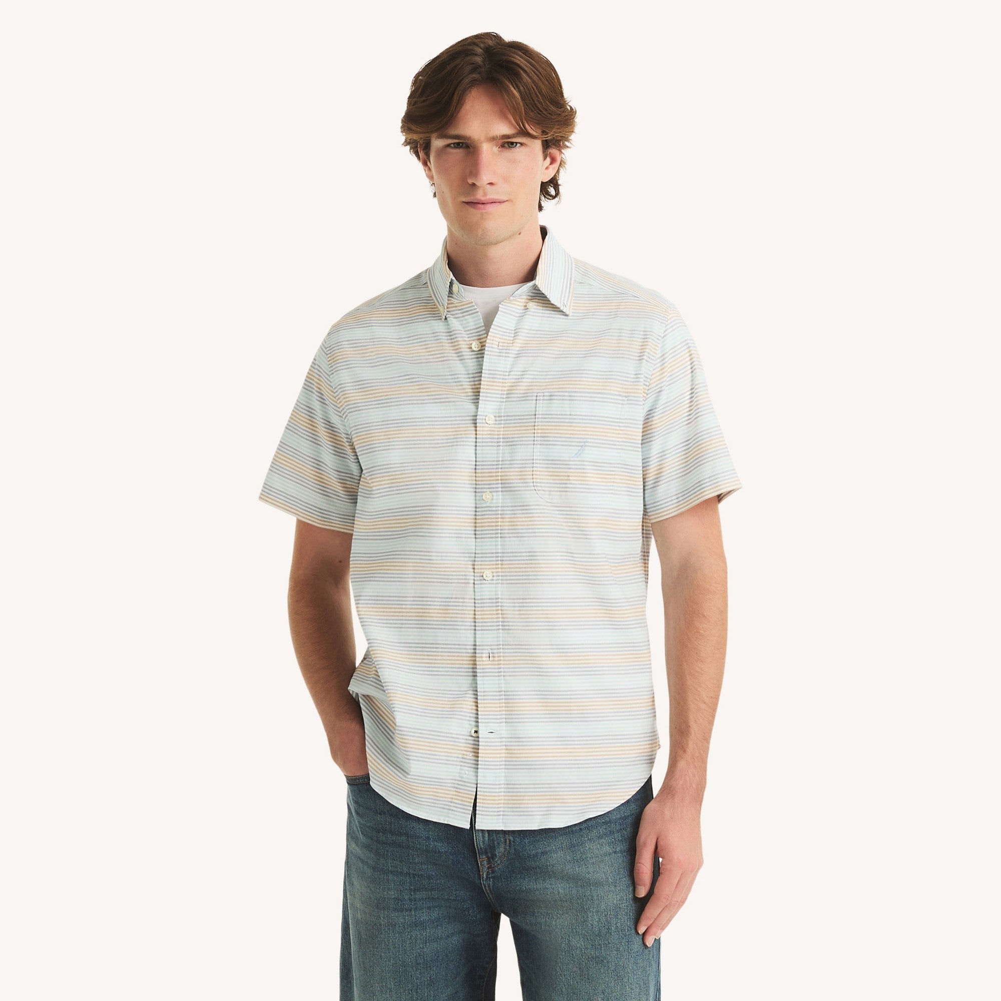 Camisa Nautica Mangas Cortas Rayas para Caballeros