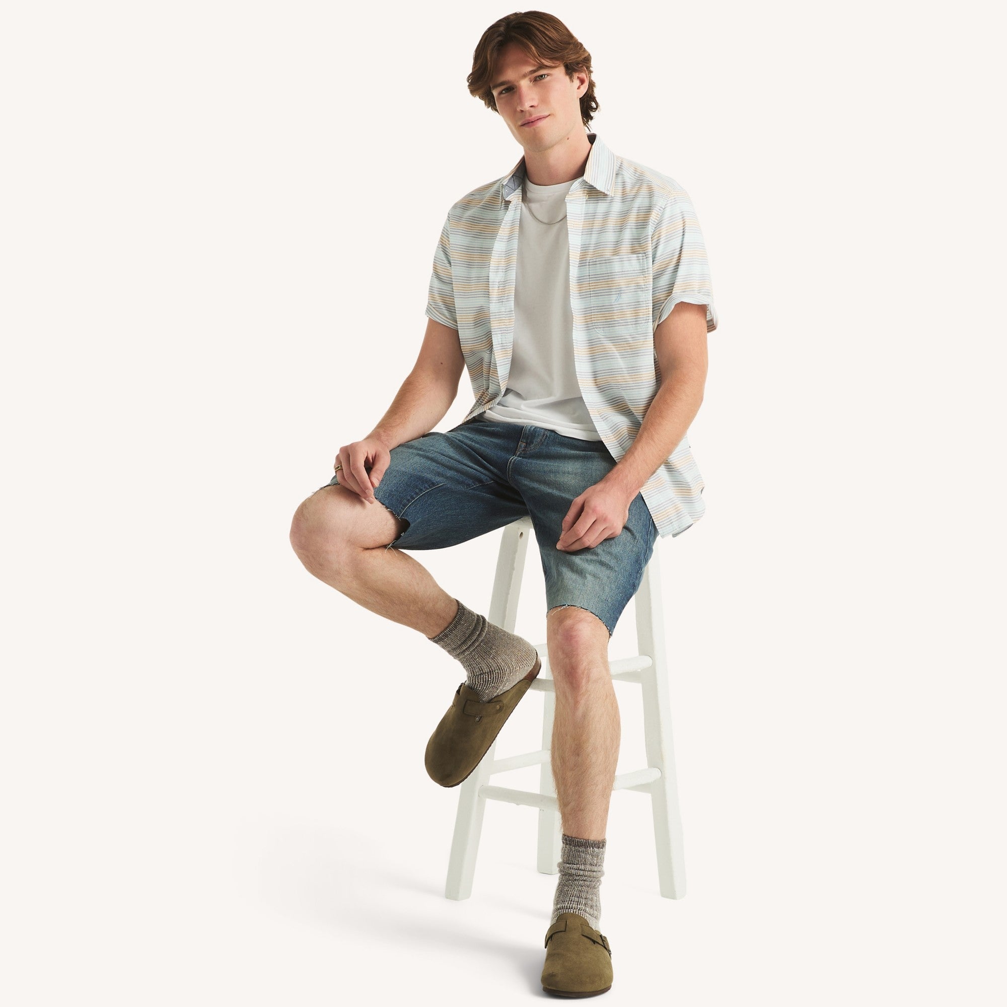 Camisa Nautica Mangas Cortas Rayas para Caballeros