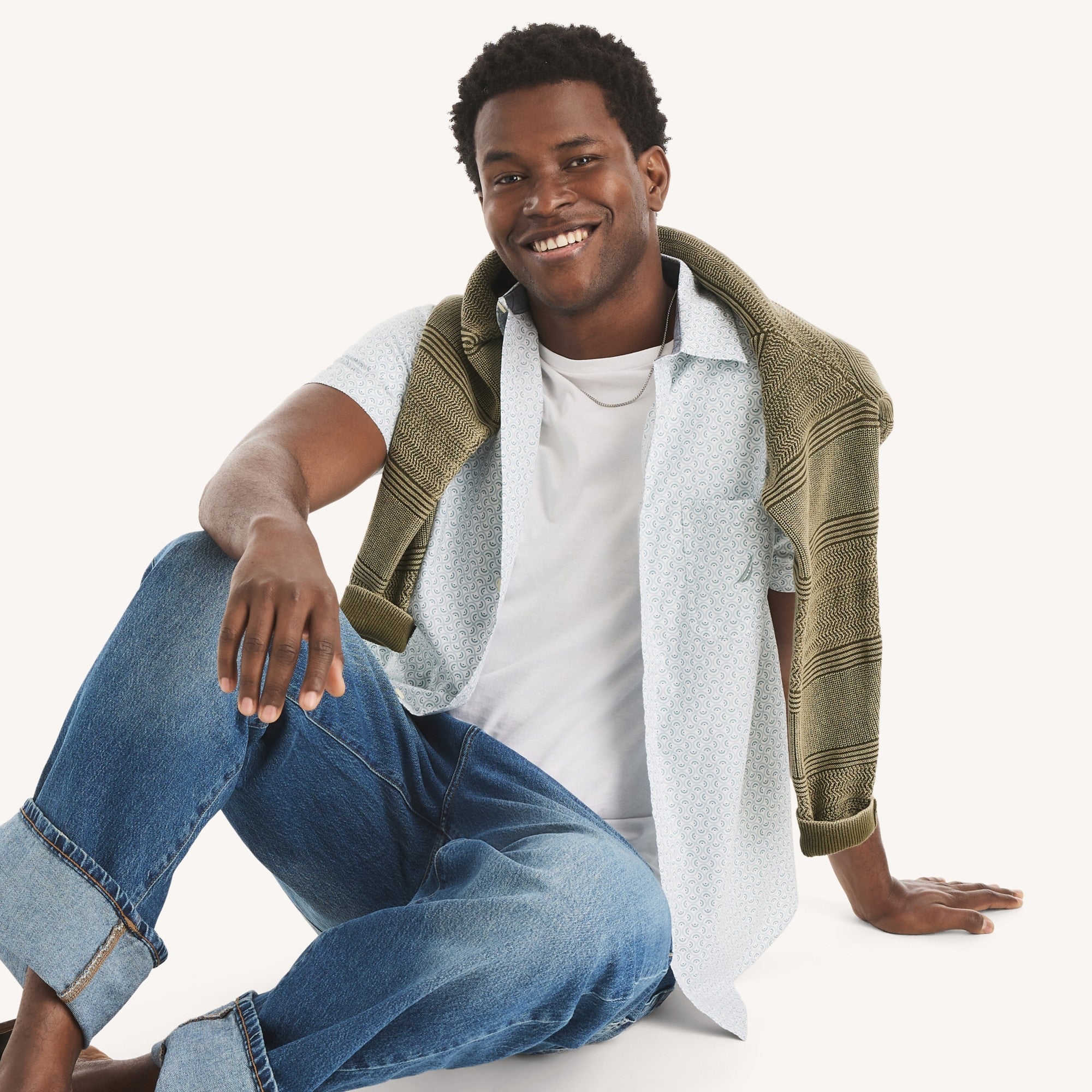 Camisa Nautica Mangas Cortas Estampado para Caballeros