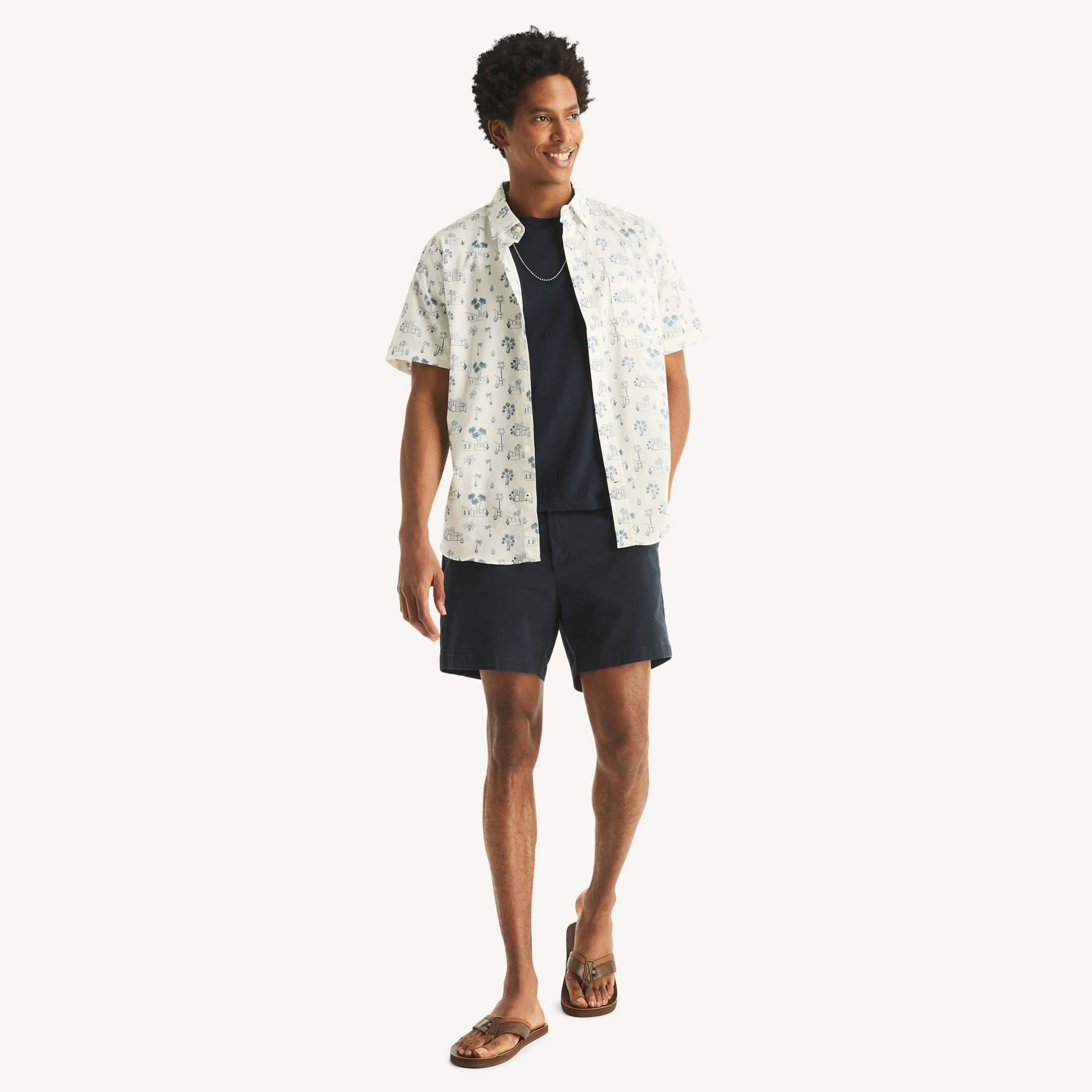 Camisa Nautica Mangas Cortas Estampado para Caballeros