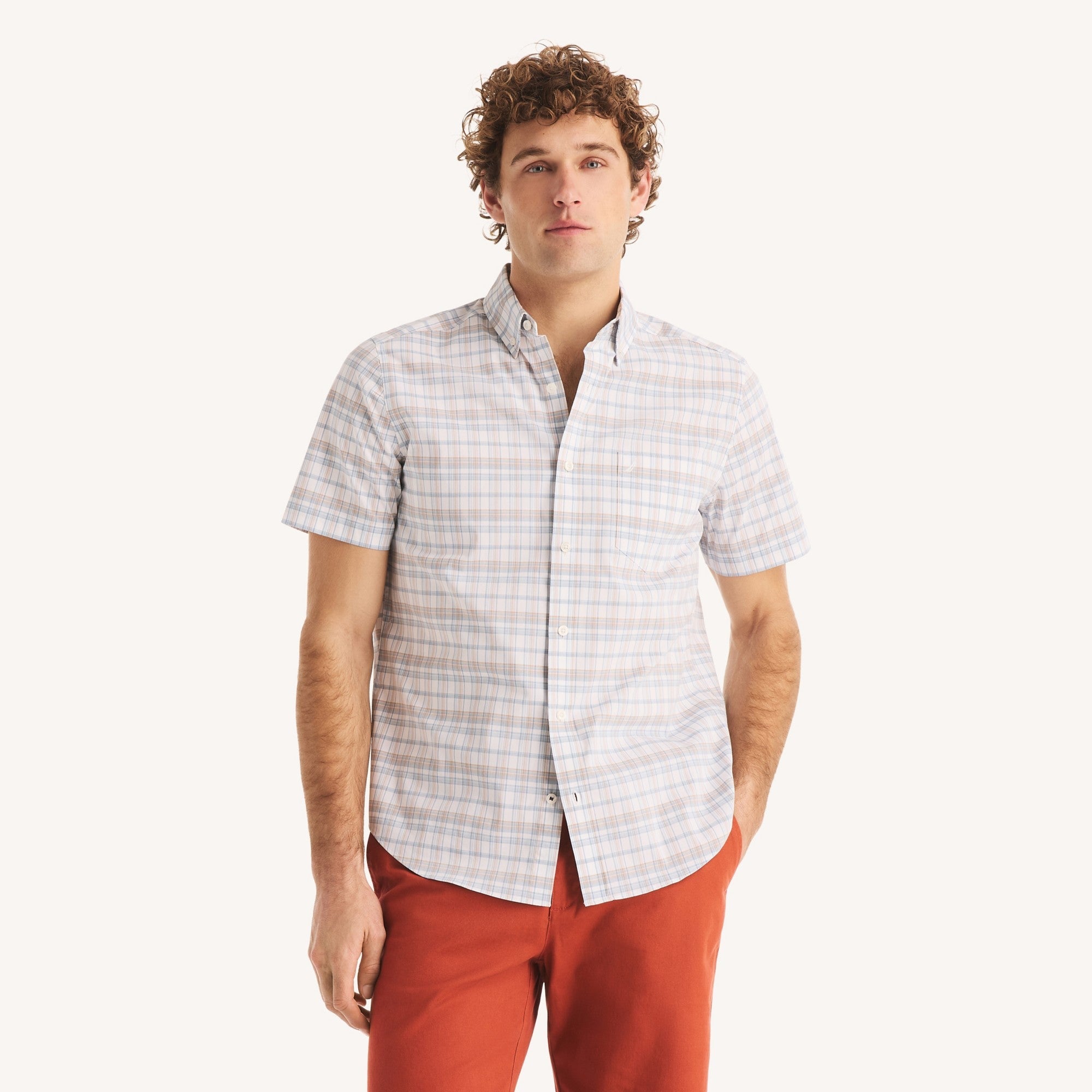 Camisa Nautica Mangas Cortas Cuadros para Caballeros