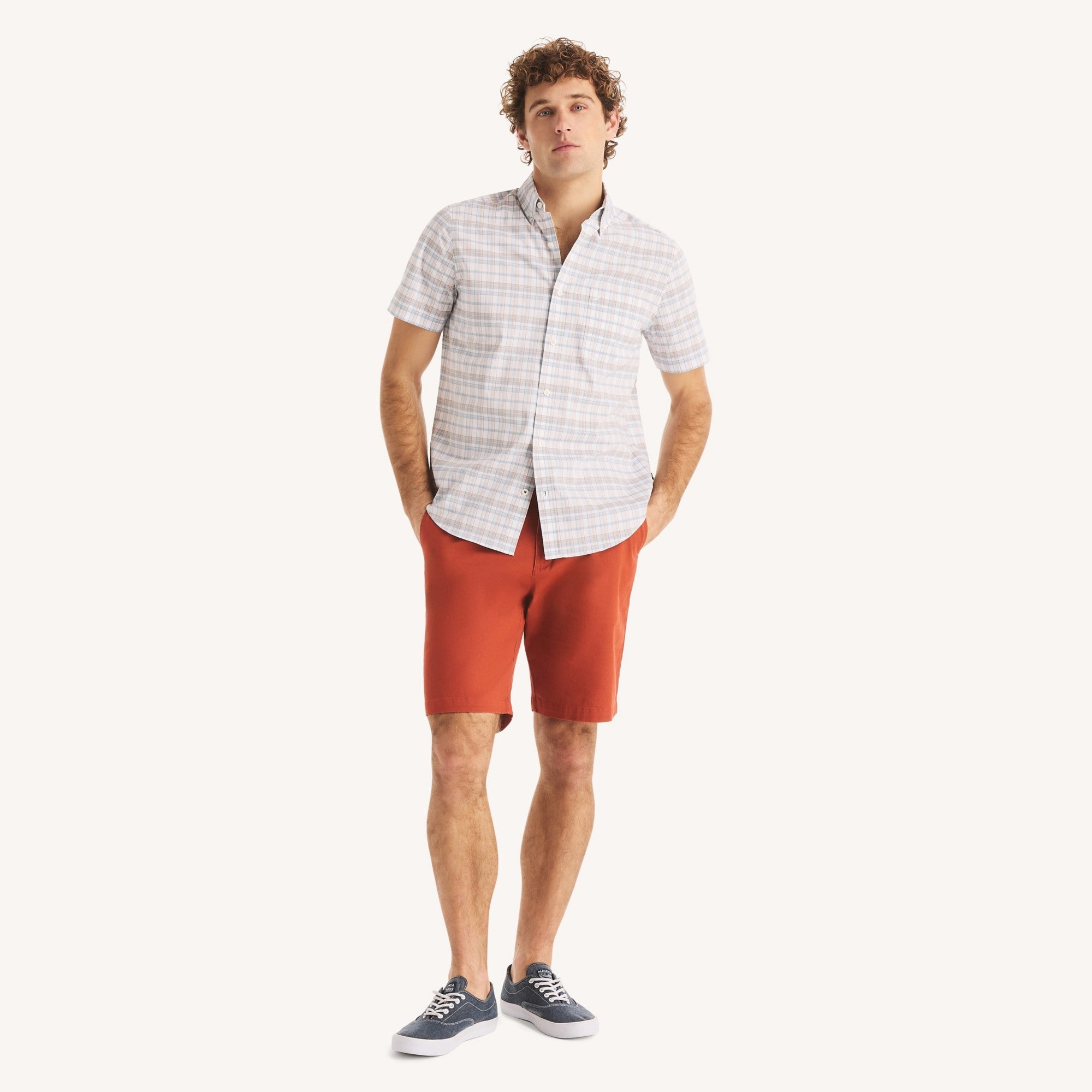 Camisa Nautica Mangas Cortas Cuadros para Caballeros