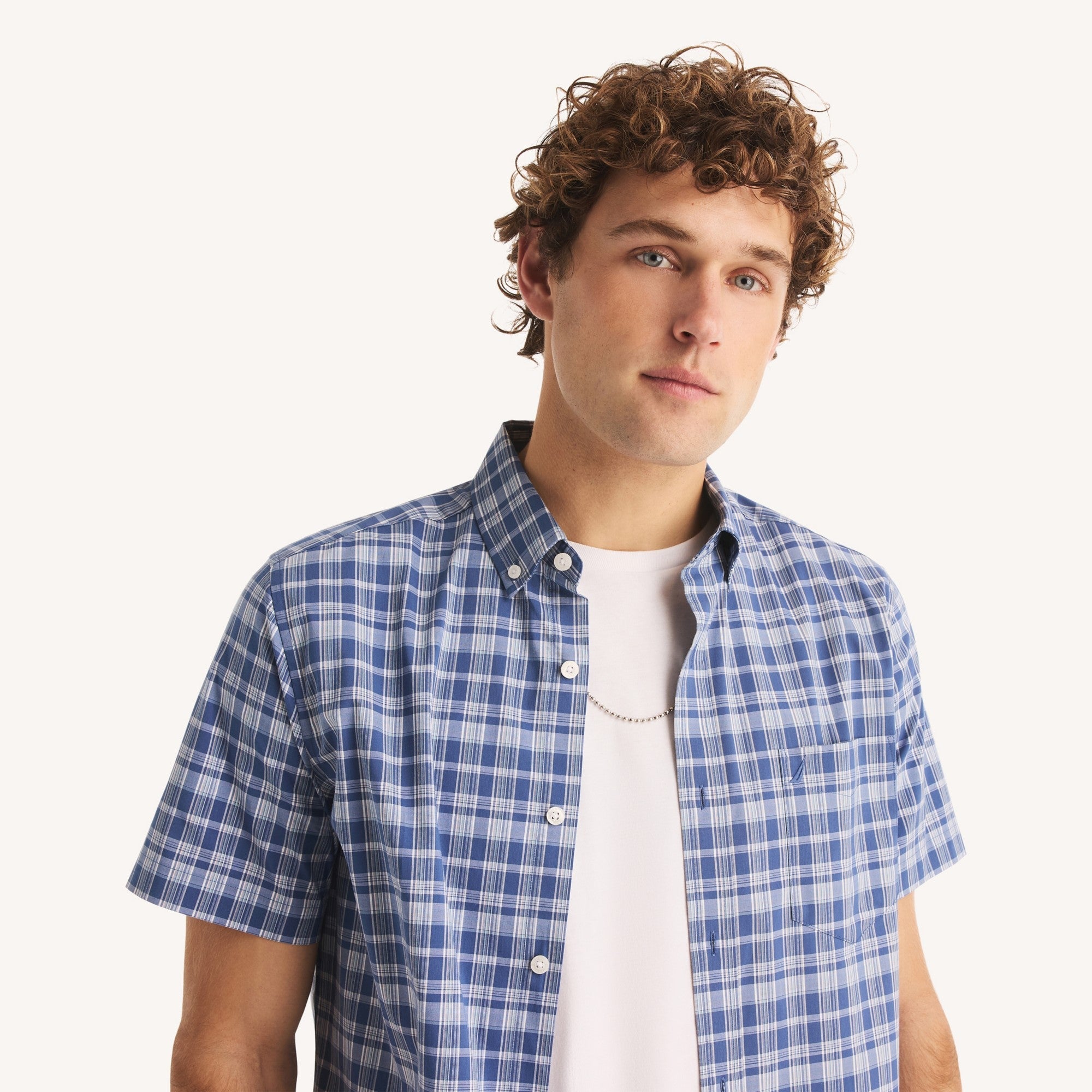 Camisa Nautica Mangas Cortas Cuadros para Caballeros