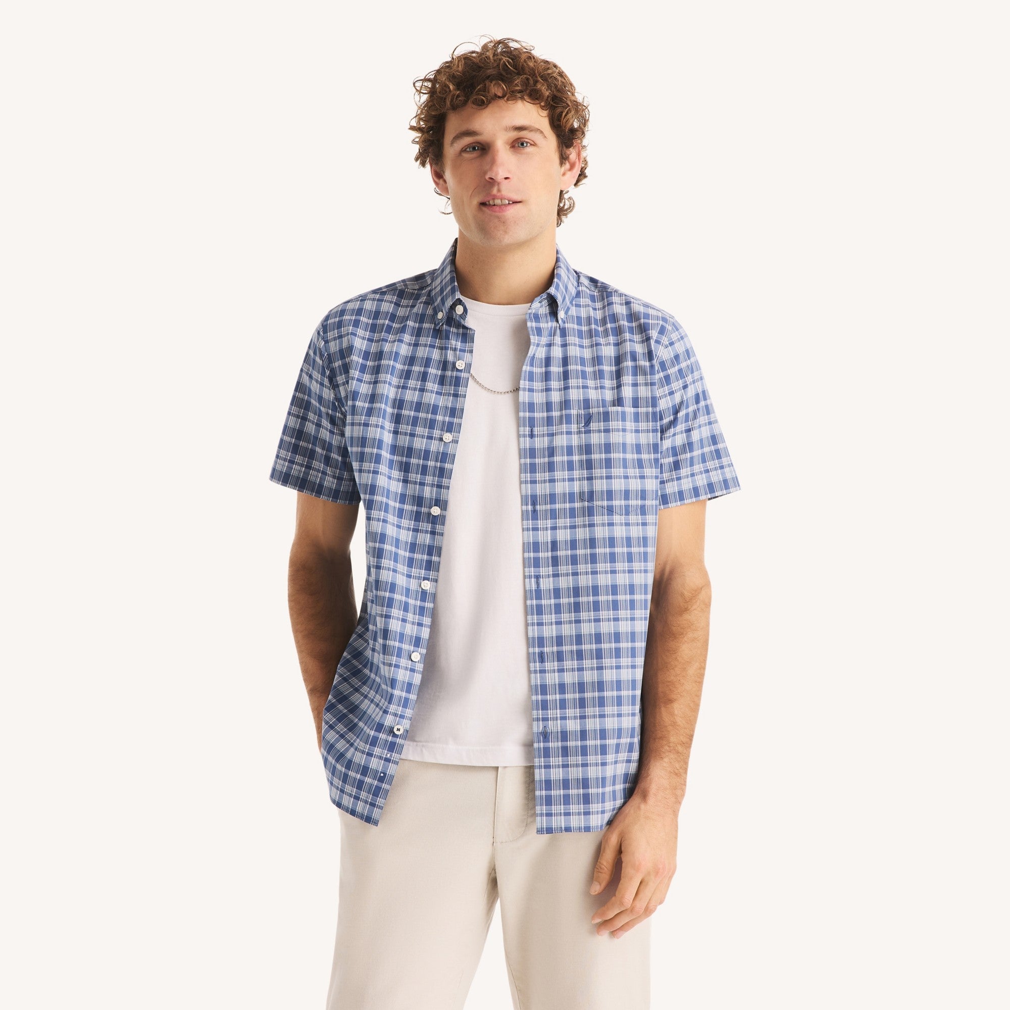 Camisa Nautica Mangas Cortas Cuadros para Caballeros
