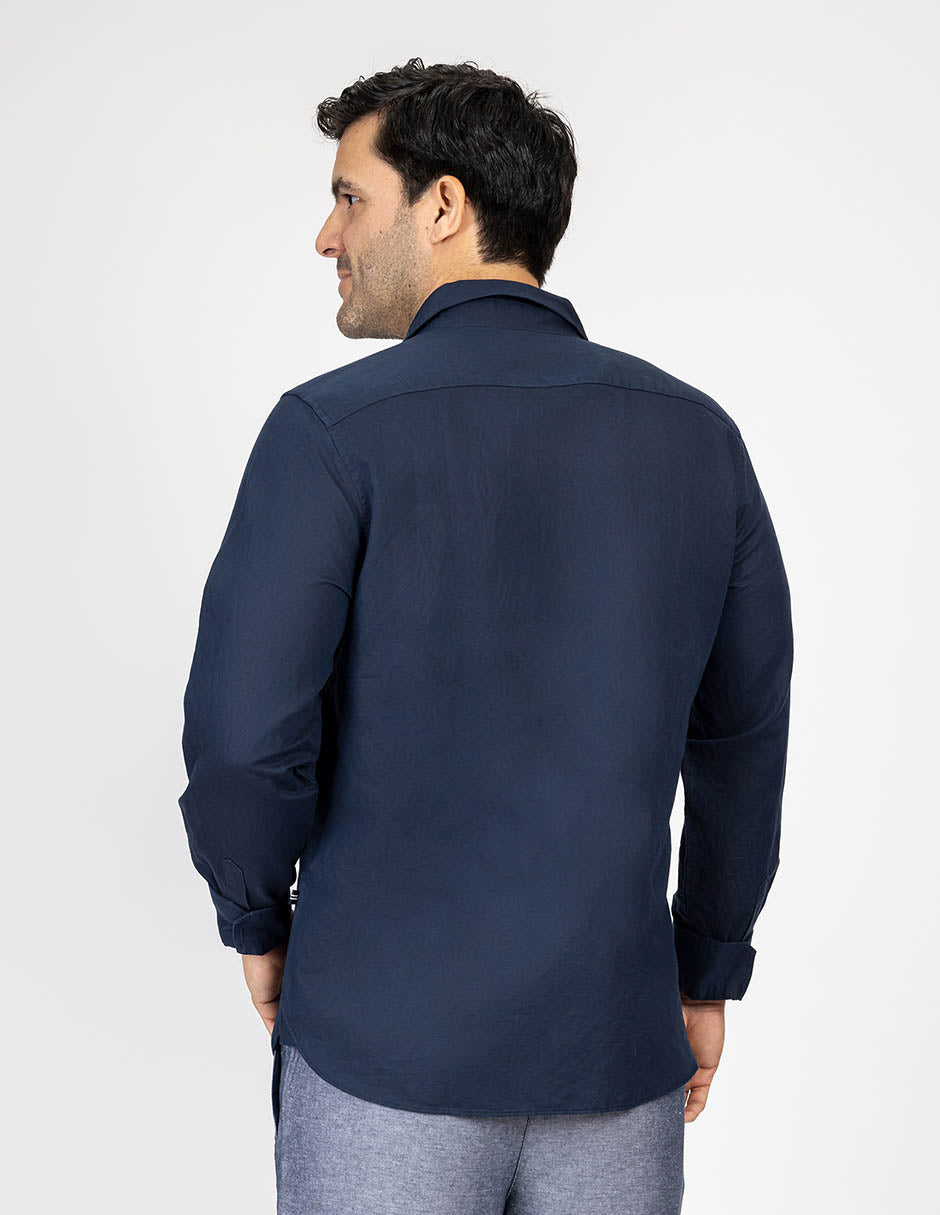 Camisa Nautica Mangas Largas Lisa para Caballeros