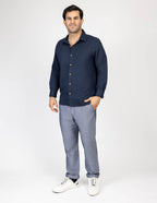 Camisa Nautica Mangas Largas Lisa para Caballeros