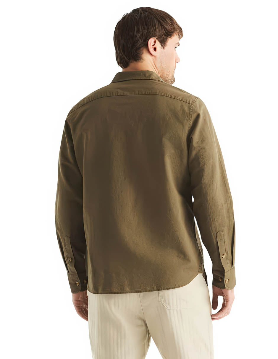 Camisa Nautica Mangas Largas Lisa para Caballeros