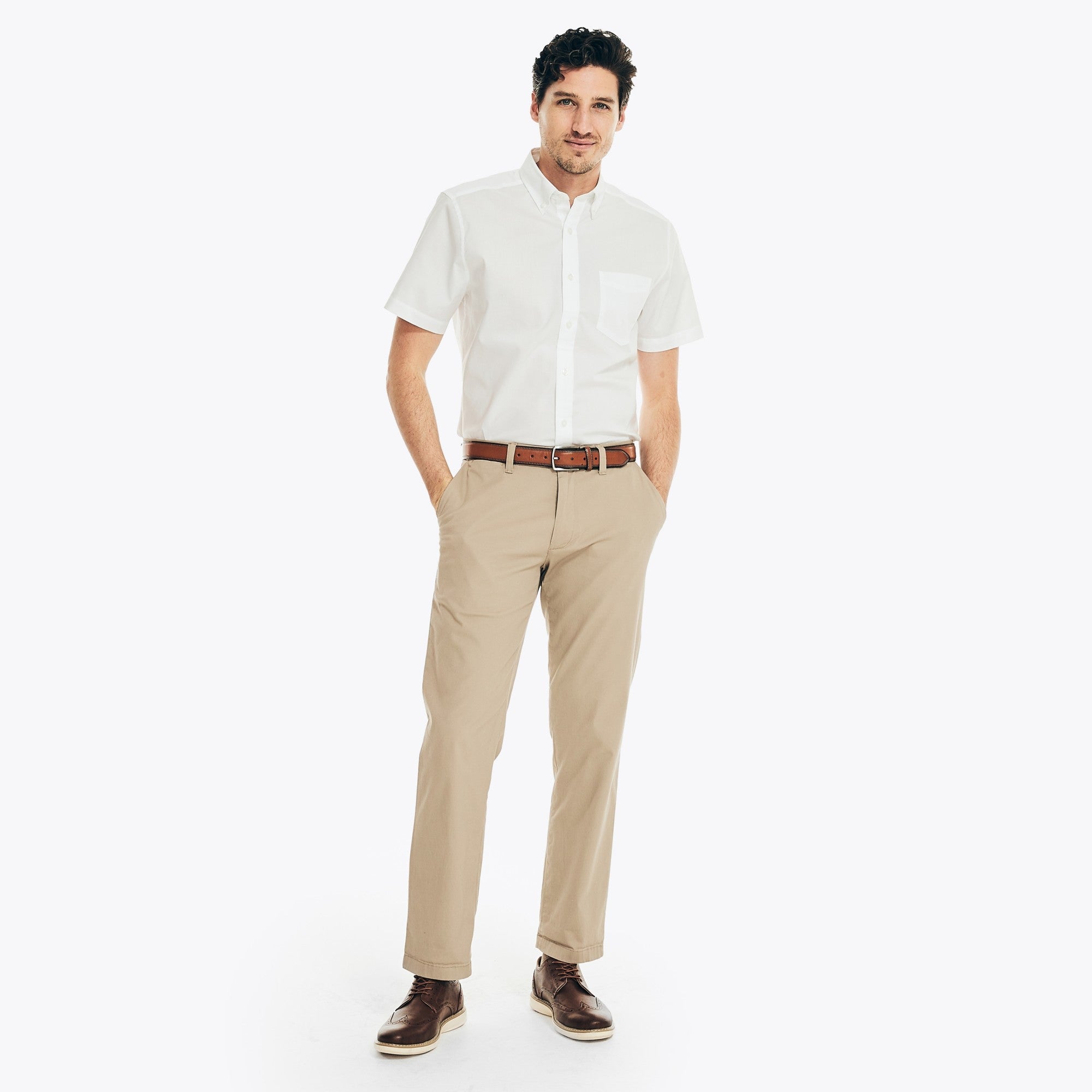 Camisa Nautica Mangas Cortas Lisa para Caballeros