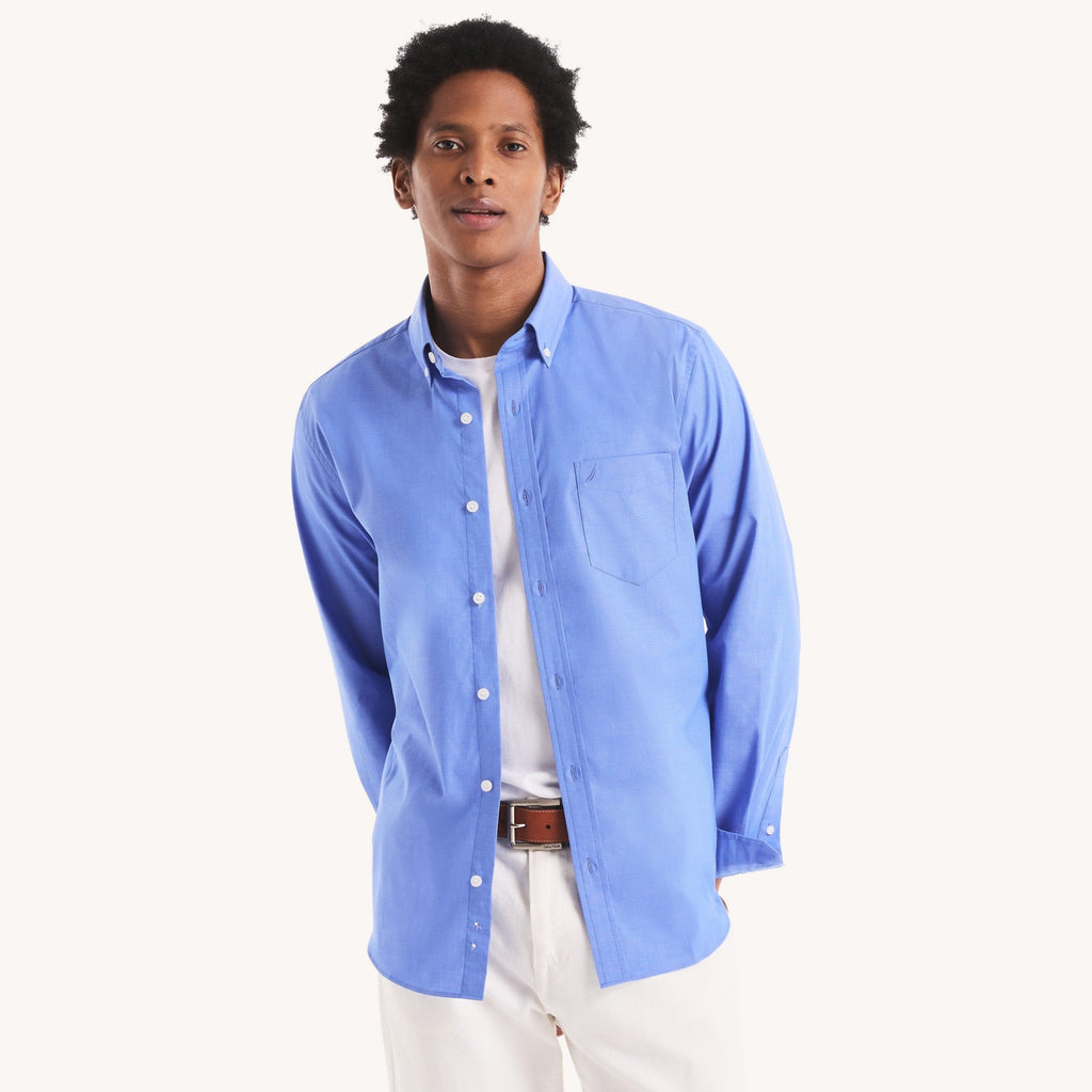 Camisa Nautica Mangas Largas Lisa para Caballeros