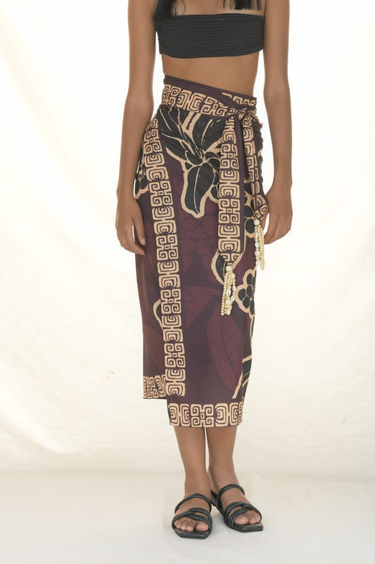 WRAP SKIRT LINO/FLOR DE CAFÉ
