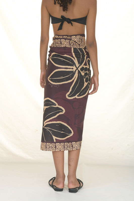 WRAP SKIRT LINO/FLOR DE CAFÉ