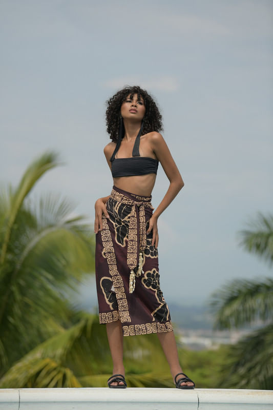 WRAP SKIRT LINO/FLOR DE CAFÉ