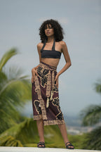 WRAP SKIRT LINO/FLOR DE CAFÉ