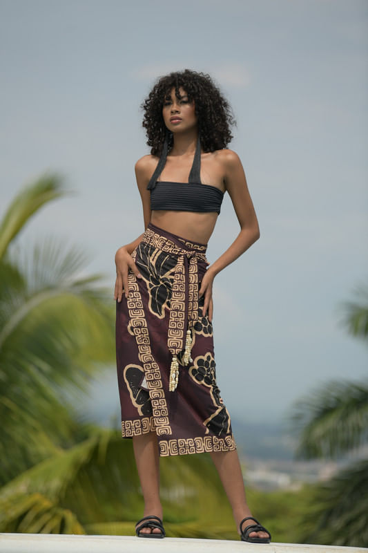 WRAP SKIRT LINO/FLOR DE CAFÉ