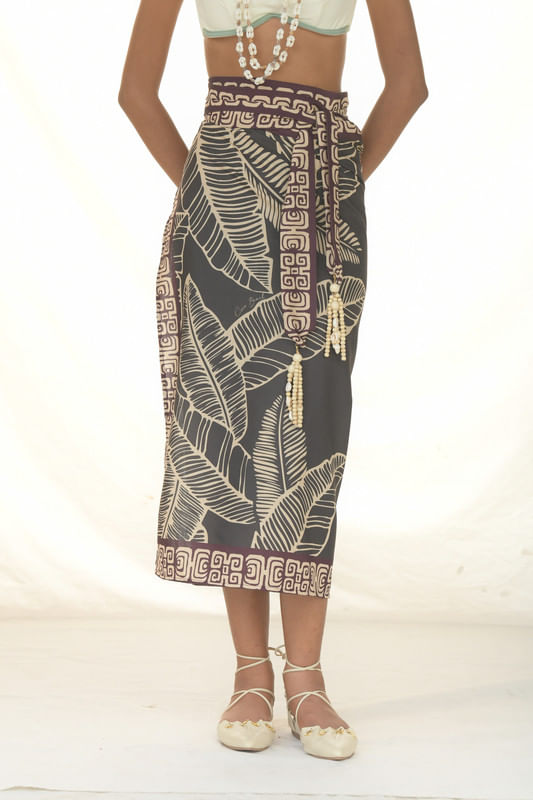 WRAP SKIRT LINO/HOJAS
