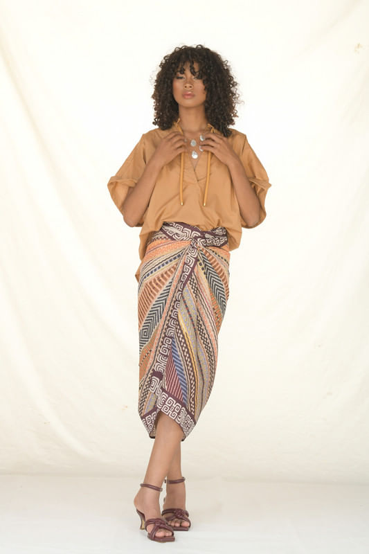 WRAP SKIRT LINO/LINEAS EN V
