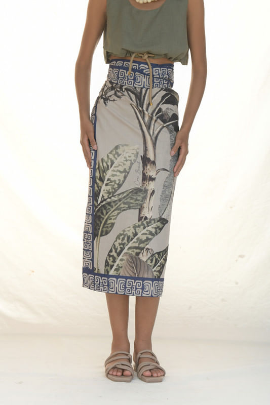 WRAP SKIRT LINO/PLATANERA