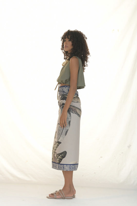 WRAP SKIRT LINO/PLATANERA