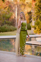 FALDA SAMOA BORLAS RAFIA HIGH OLIVE