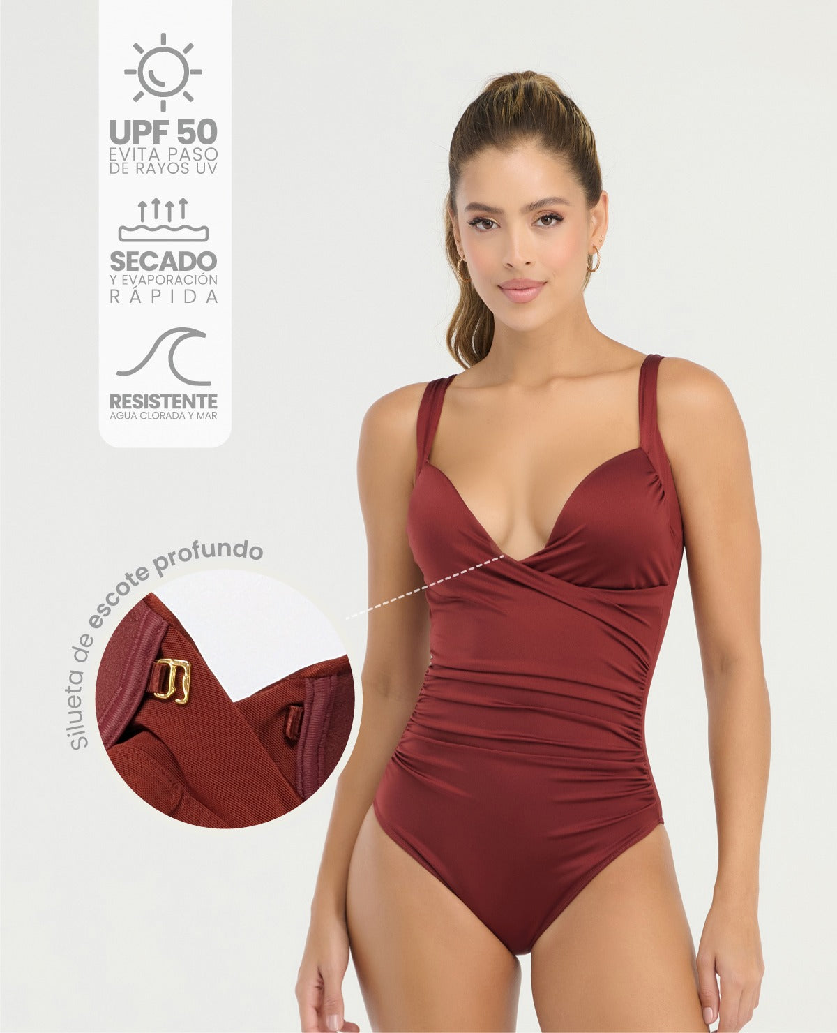 Vestido de Baño Entero | Escote Cruzado | Realce Medio - Kliquea