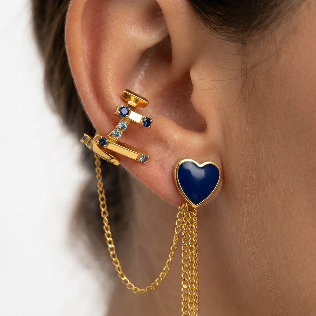 Earcuff Corazon Entrepaños Circón