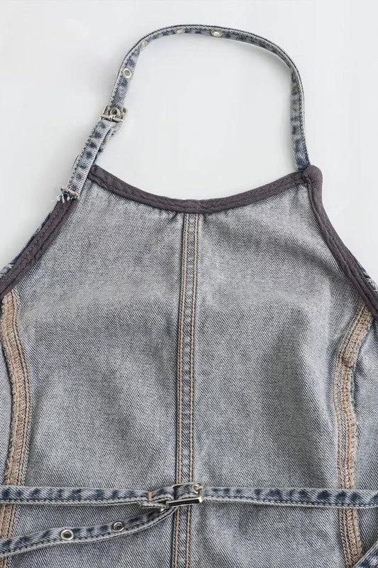 Blusa Halter Jeans Lisa P/ Damas by Youme