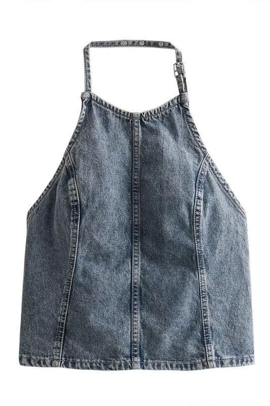 Blusa Halter Jeans Lisa P/ Damas by Youme