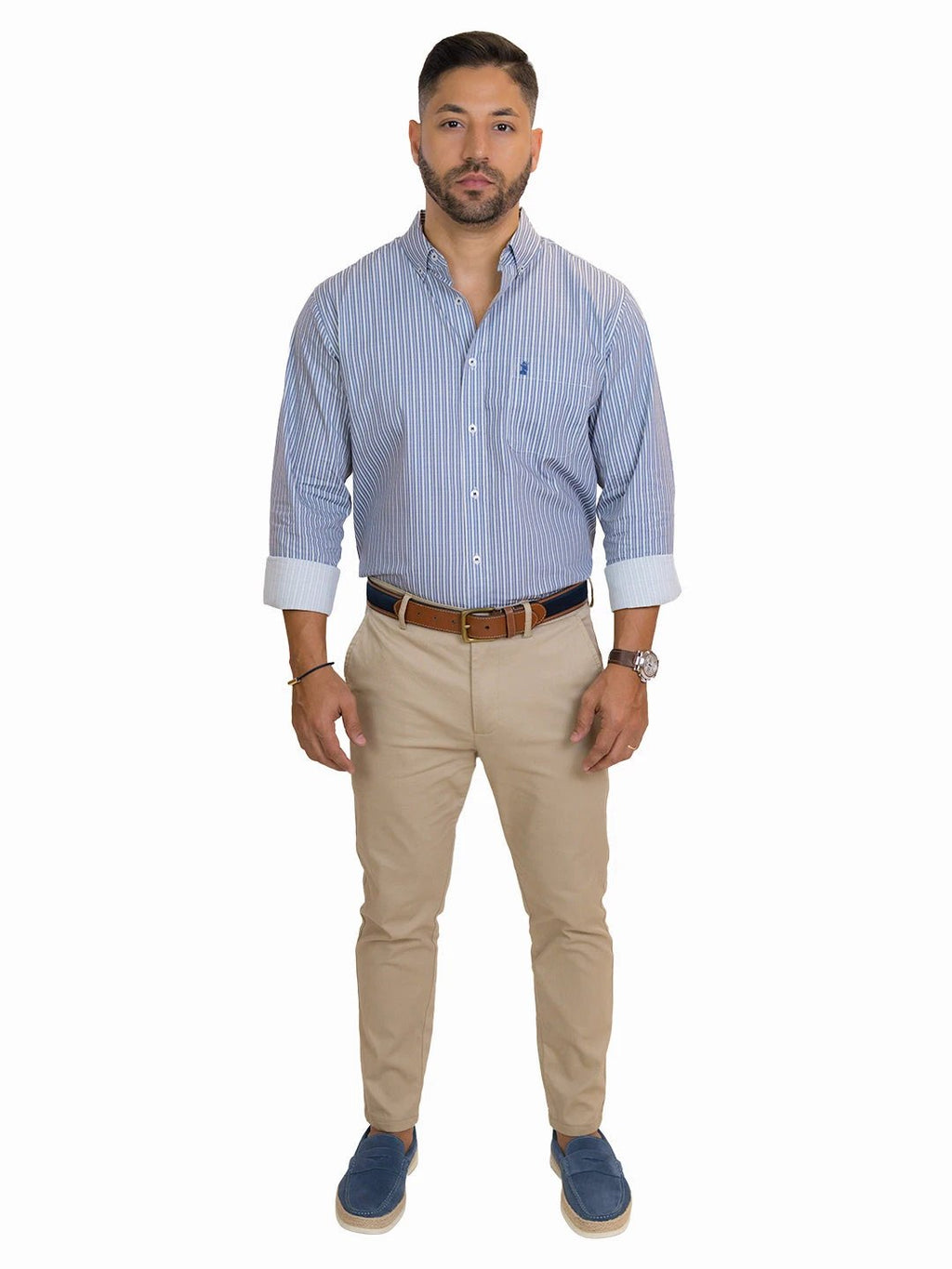 Camisa 1492 Mangas Largas Rayas Para Caballeros by 1492