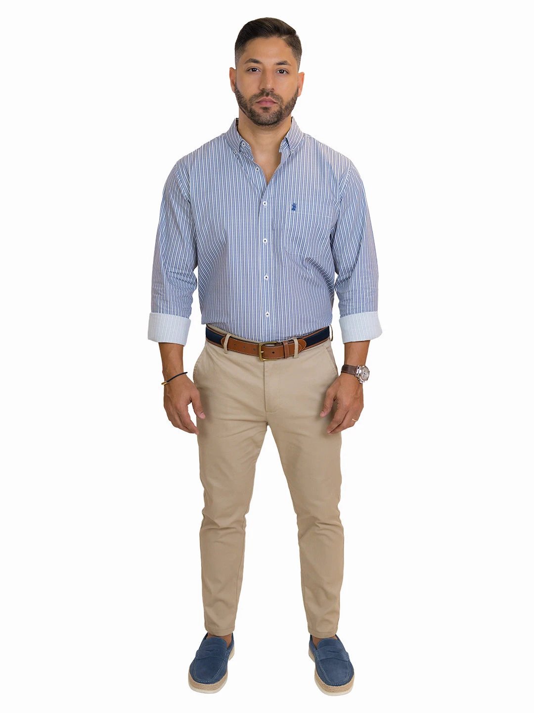 Camisa 1492 Mangas Largas Rayas Para Caballeros by 1492
