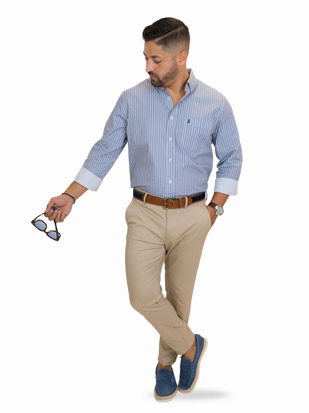 Camisa 1492 Mangas Largas Rayas Para Caballeros by 1492