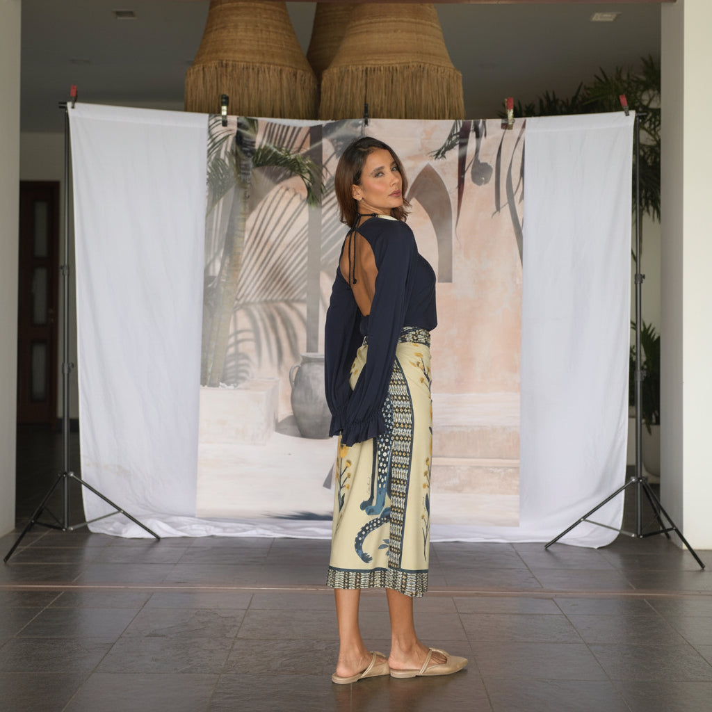 Pareo Sarong 008 – Wild Blue & Mustard