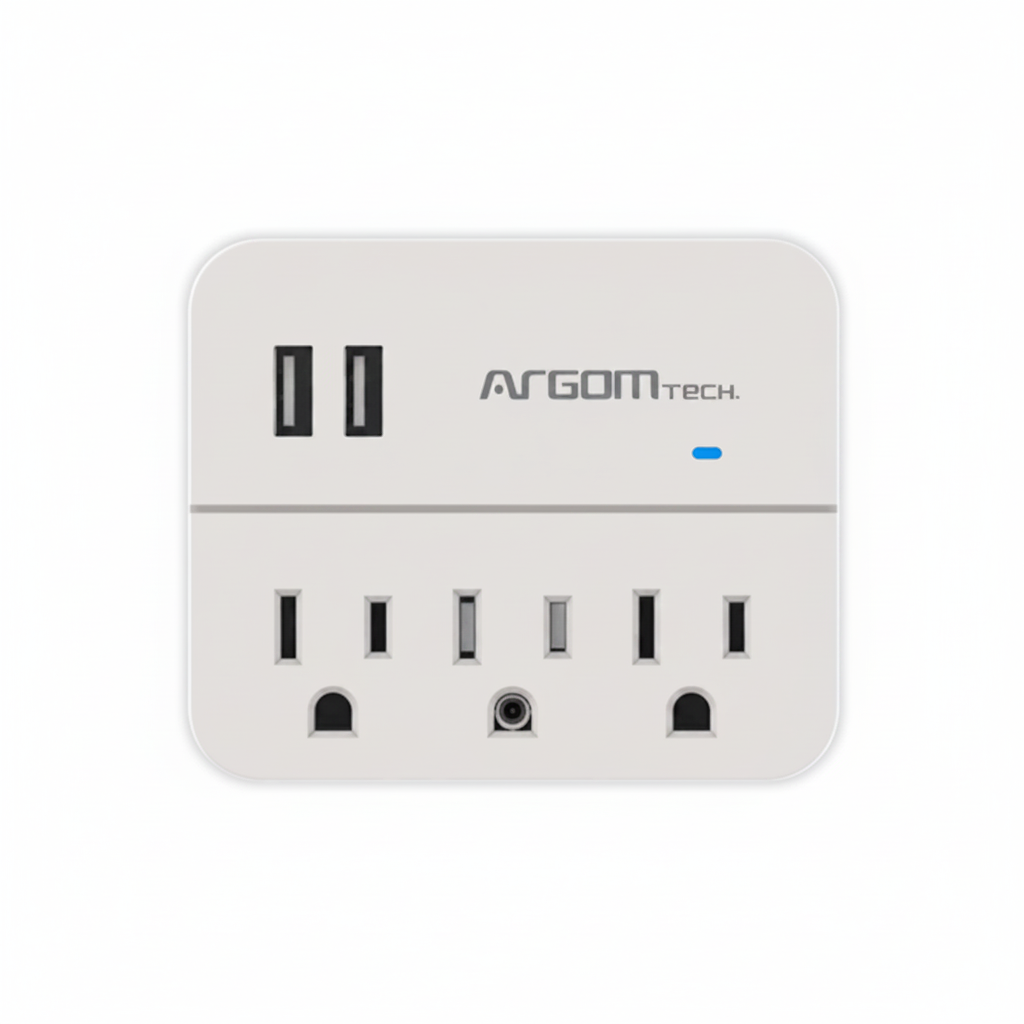 ADAPTADOR ARGOM 3 OUTLET2 PORT USB