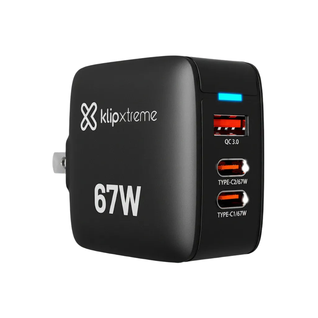 ADAPTADOR KLIPX WALL CHARGER 67W USBC PDUSBA QC BLACK