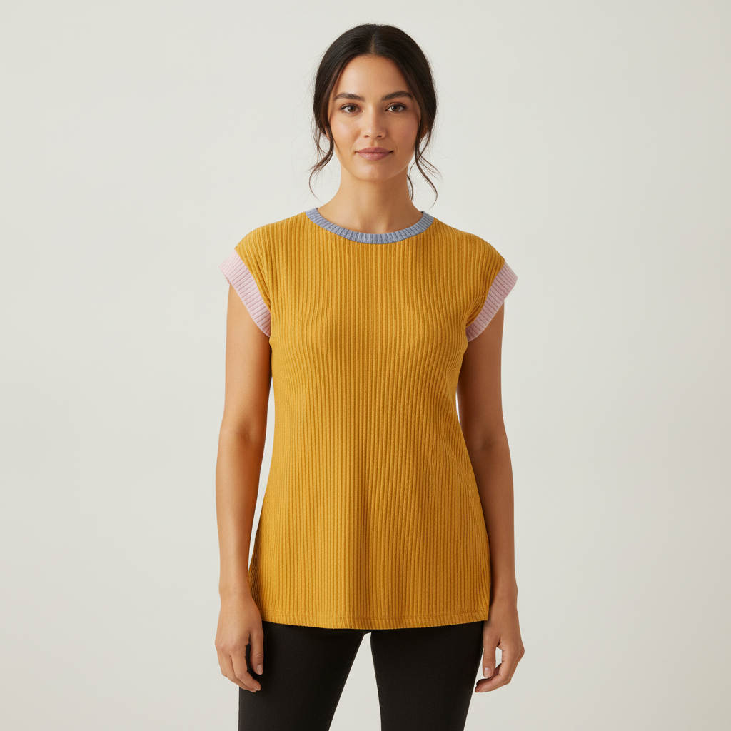 Blusa Posh sin Mangas Lisa para Damas con modelo (AI)