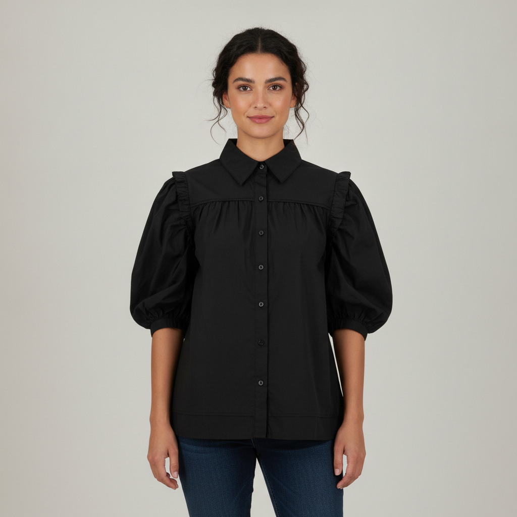 Blusa Posh Mangas Cortas Lisa para Damas con modelo (AI)
