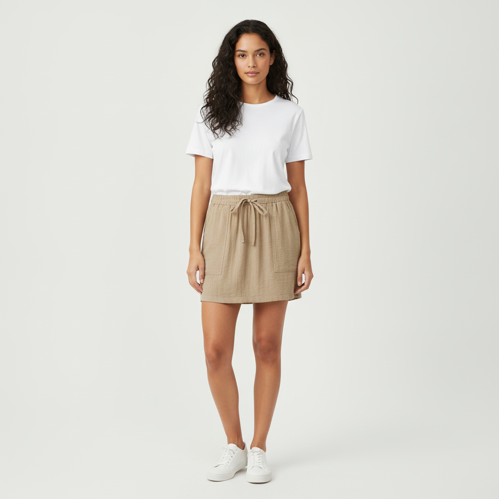 Pantalón Corto Gold Lips Liso para Damas con modelo (AI)