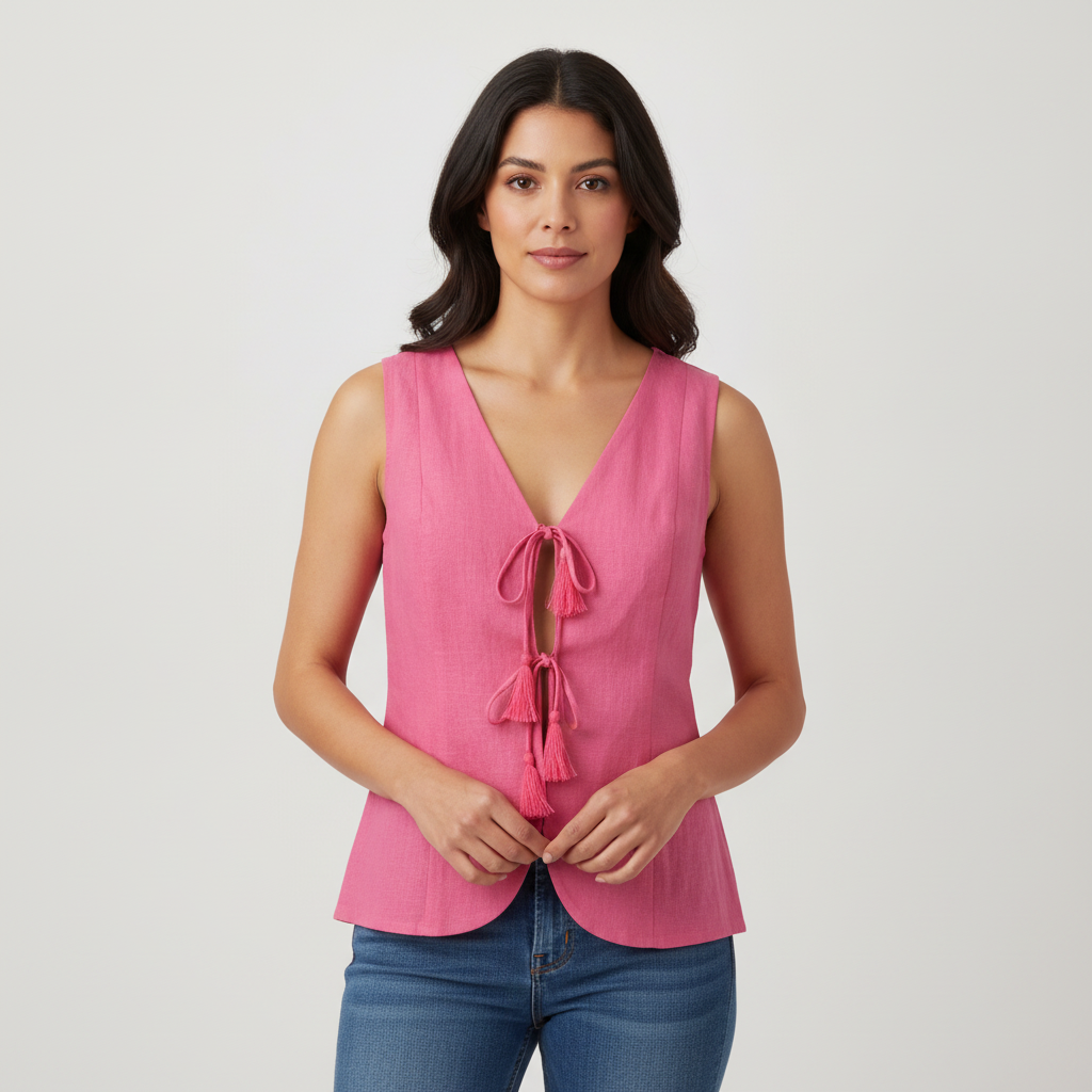 Chaleco Milk & Honey sin Mangas Liso para Damas con modelo (AI)