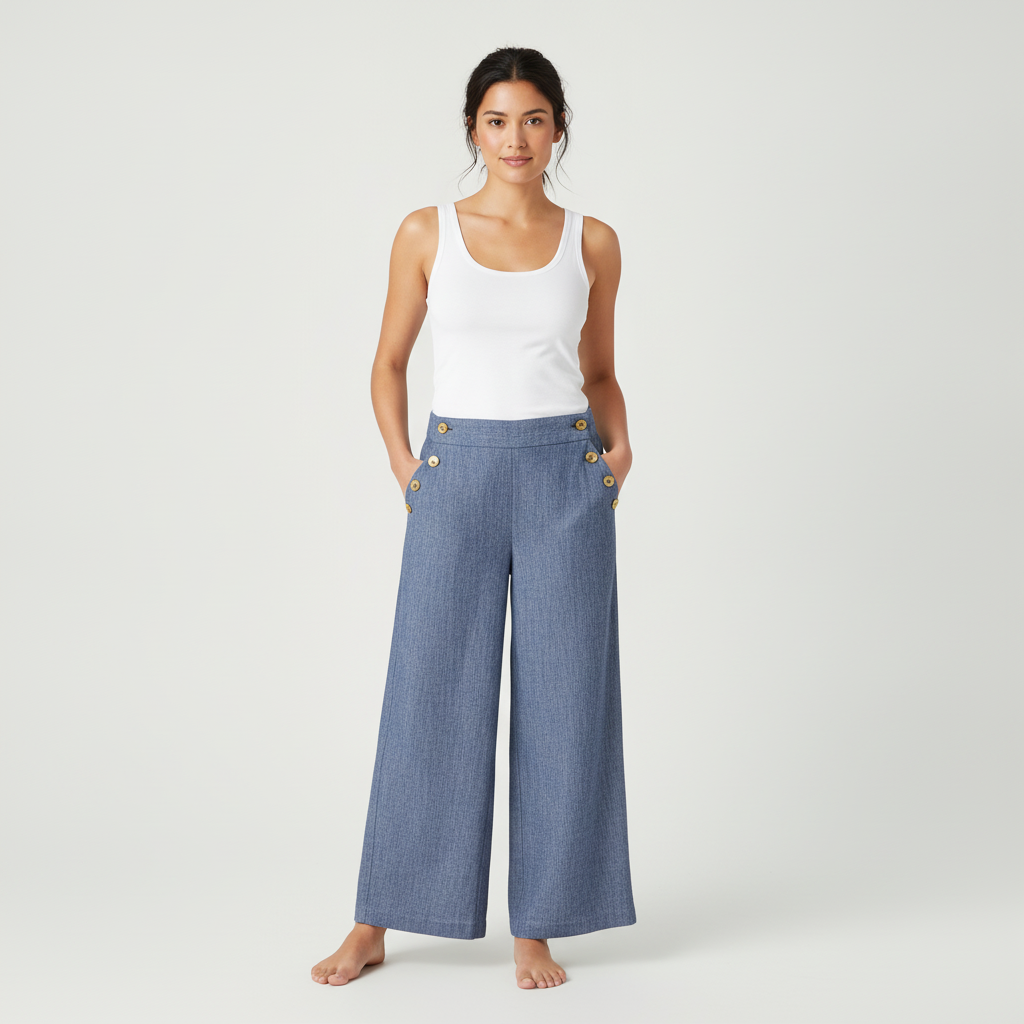 Pantalones Hope & Harlow Jaspeado Capri para Damas con modelo (AI)