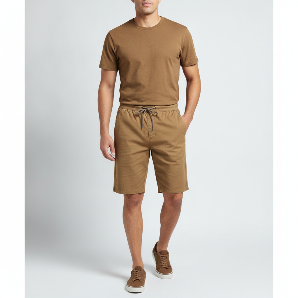 Pantalón Corto 1492 Liso para Caballeros con modelo (AI)