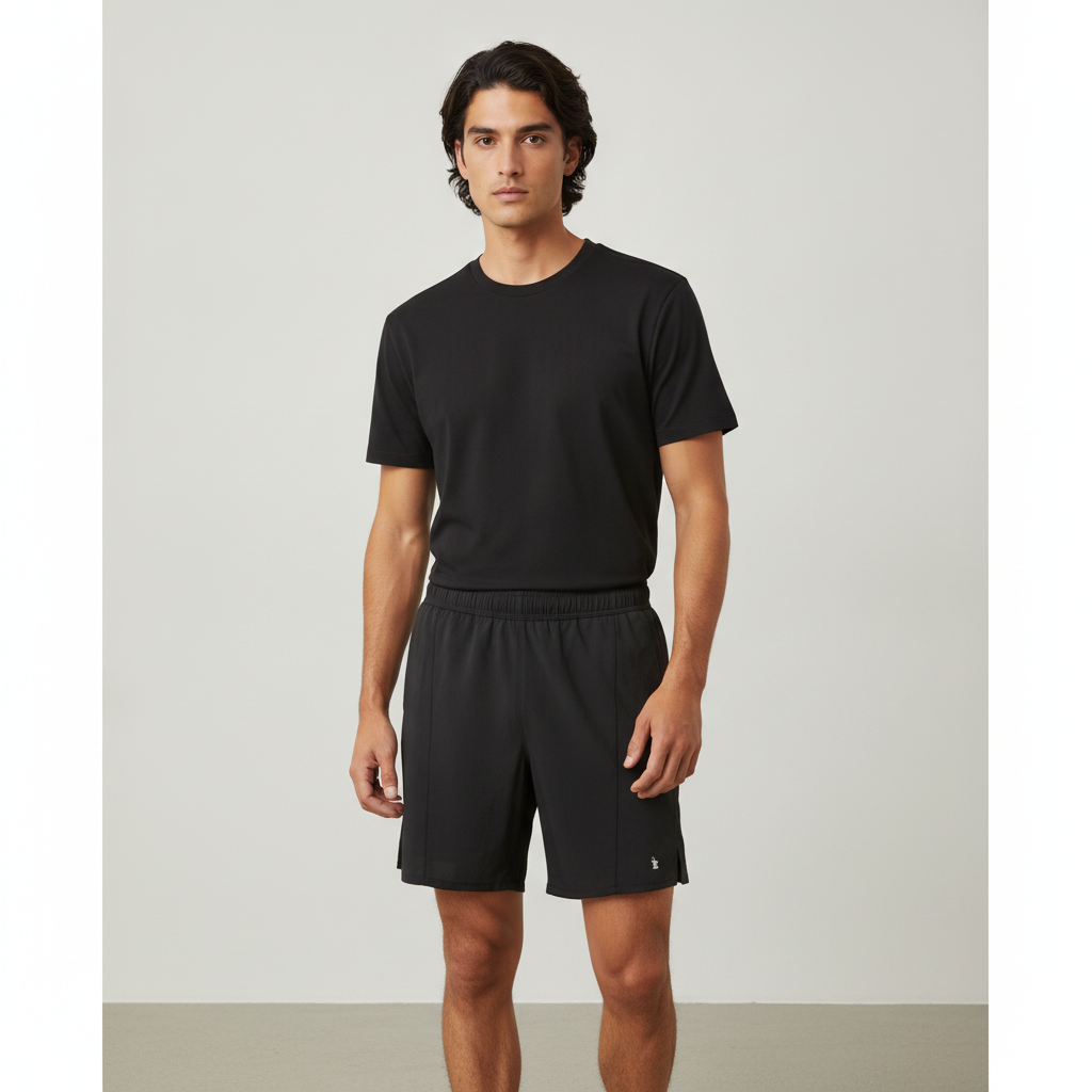 Pantalón Corto 1492 Deportivo Liso para Caballeros con modelo (AI)