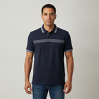 Poloshirt 1492 de Rayas Mangas Cortas para Caballeros con modelo (AI)