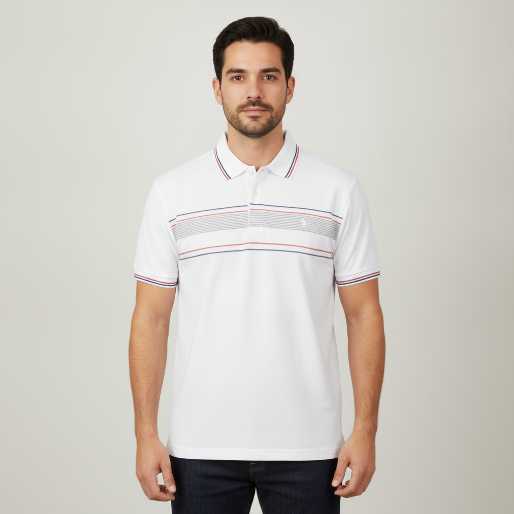 Poloshirt 1492 Mangas Cortas Rayas para Caballeros con modelo (AI)