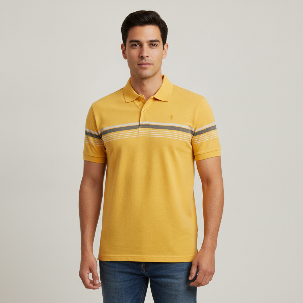Poloshirt 1492 de Rayas Mangas Cortas para Caballeros con modelo (AI)