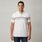 Poloshirt 1492 de Rayas de Mangas Cortas para Caballeros con modelo (AI)
