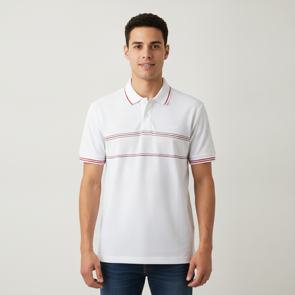 Poloshirt 1492 Mangas Cortas Rayas para Caballeros con modelo (AI)