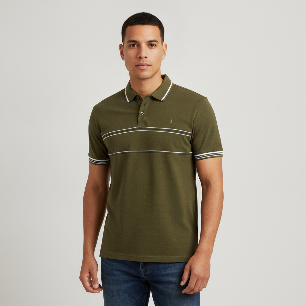 Poloshirt 1492 Rayas Mangas Cortas para Caballeros con modelo (AI)