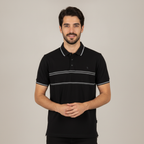 Polo 1492 de Mangas Cortas con Rayas para Caballeros con modelo (AI)