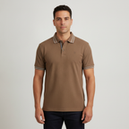 Poloshirt 1492 Liso de Mangas Cortas para Caballeros con modelo (AI)